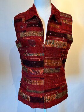 Coldwater Creek Boho Patchwork Vest Size S